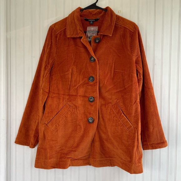 Chadwick's Women's Orange Corduroy Shacket Fall Autumn Size Medium Petite NWOT - Picture 1 of 9